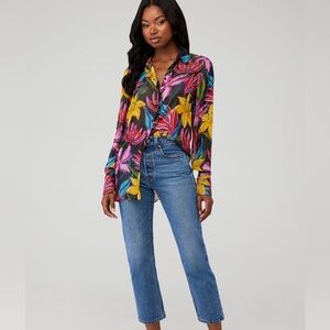 🌺 Rococo Sand Floral Metallic Button Down Blouse 🌺 CHRIS SHIRT